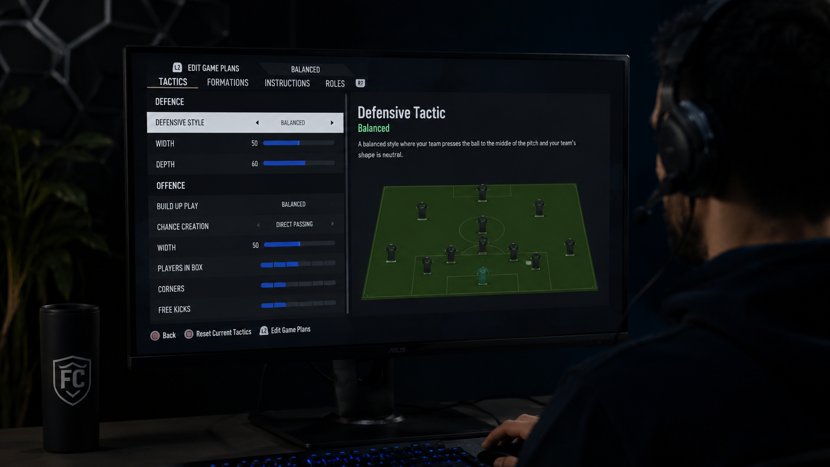 Tactical coaching interface — heatmaps and strategic arrows over gameplay